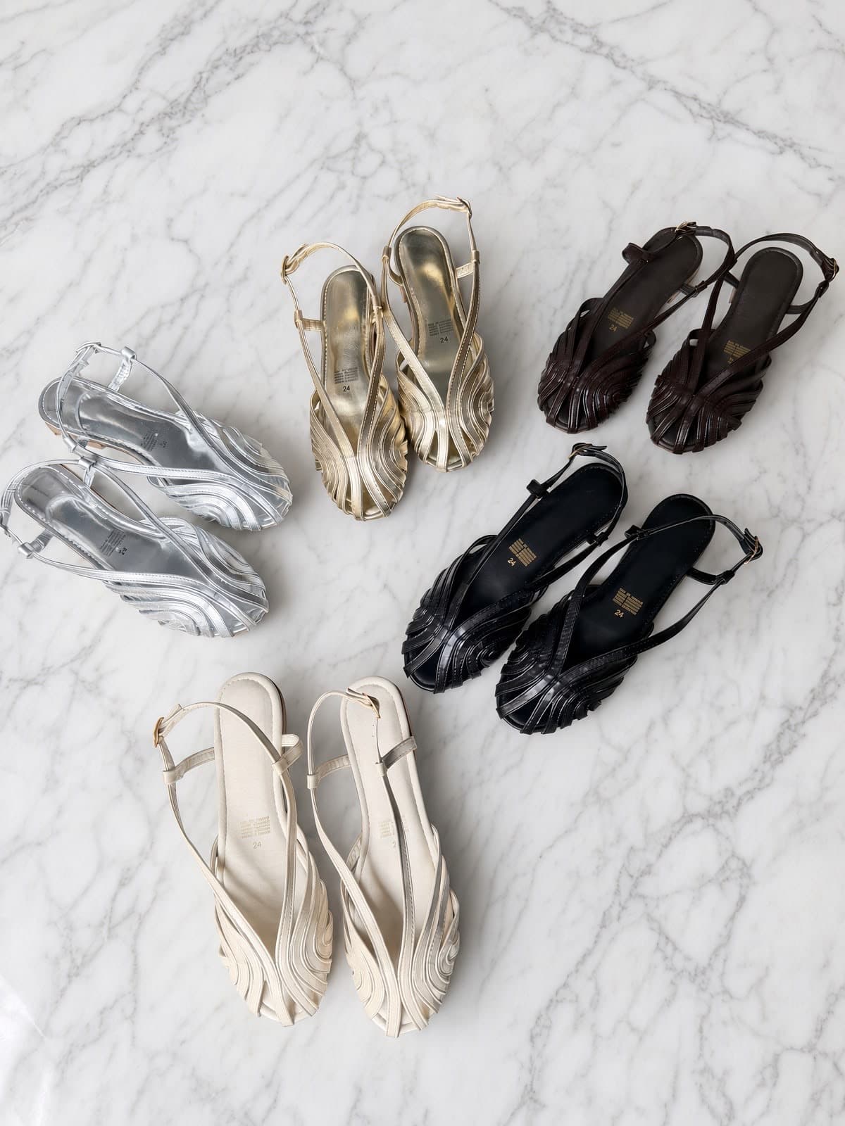 Sandalias planas slingback de tiras entrelazadas